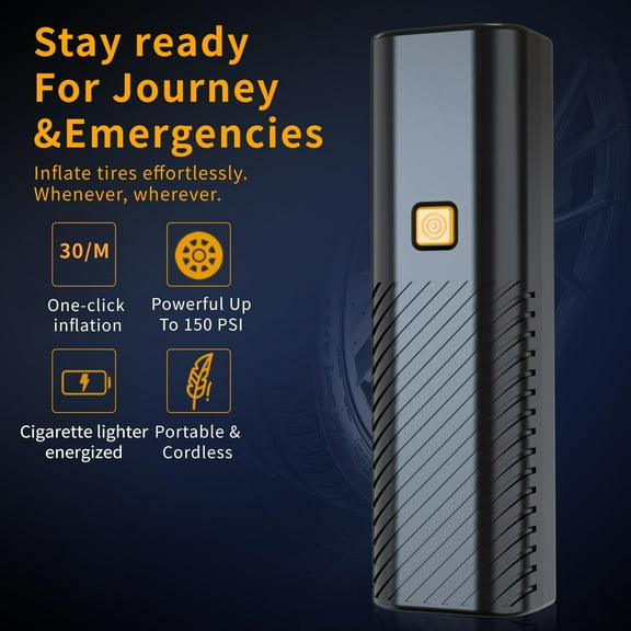 Tire Inflator Portable Air Compressor - Air Pump for Car Tires with Tire Pressure Gauge -for Car, Motorcycle, Bicycle and More