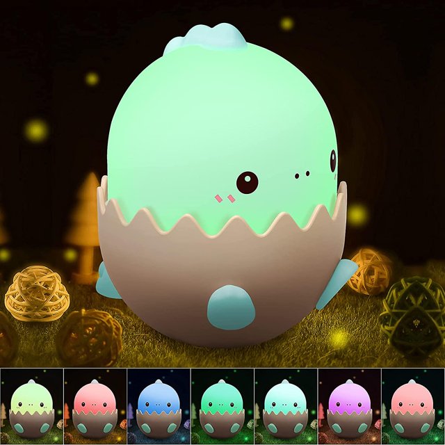 Luz de noche para niños, luz de noche de bebé dinosaurio, lámpara táctil recargable de niño y niña, luz de noche led de silicona portátil, luz de noche usb, regalo iluminar Feliz Sencillez