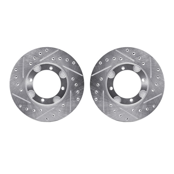 Dynamic Friction Company Front Brake Rotors-Drilled and Slotted-Silver 7002-03007