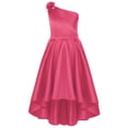 thumbnail image 3 of TiaoBug Kids Girls One Shoulder Flower Girl Wedding Bridesmaid Dress Sleeveless Princess High Low Dresses Rose 12, 3 of 6