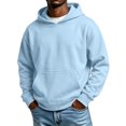 thumbnail image 2 of Trgacdwlo Mens Fleece Hoodies Pullover Fall Winter Fuzzy Mens Sweatshirt Hoodie Solid Color Long Sleeve Flannel Men's Pullover Shirts with Pocket Light Blue L, 2 of 5