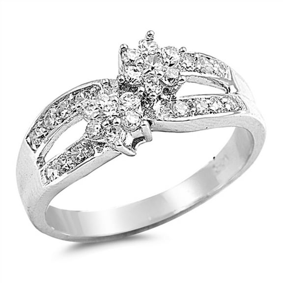 Clear CZ Flower Infinity Wedding Ring .925 Sterling Silver Band White Jewelry Female Size 8