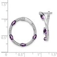 thumbnail image 3 of Auriga Fine Jewelry 14K White Gold Amethyst and Diamond Hoop Earrings for Women, 3 of 6