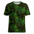 thumbnail image 5 of Peacock Feather Pattern T Shirts Basic T-Shirt Short Sleeve Ladies Tee Shirt Summer Graphic Clothing, 5 of 6