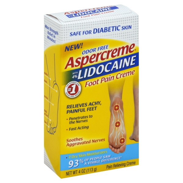 Aspercreme Lidocaine Diabetic Foot Pain Cream, 4 Oz