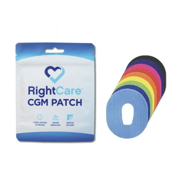 RightCare CGM Adhesive Patch, Uncovered Oval, Multicolor Assortment, Bag of 25