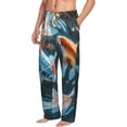 thumbnail image 2 of Uemuo Cute Koi Fish Serenity Pattern Men's Wide Leg Palazzo Lounge Pants with Pockets Light Weight Loose Comfy Casual Pajama Pants-Medium, 2 of 9