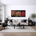 thumbnail image 5 of Framed Canvas Print Dark Floral Wall Art Set of 3 Botanical Decorative for Living Room Bedroom - 16"x24"x3 BLACK, 5 of 8