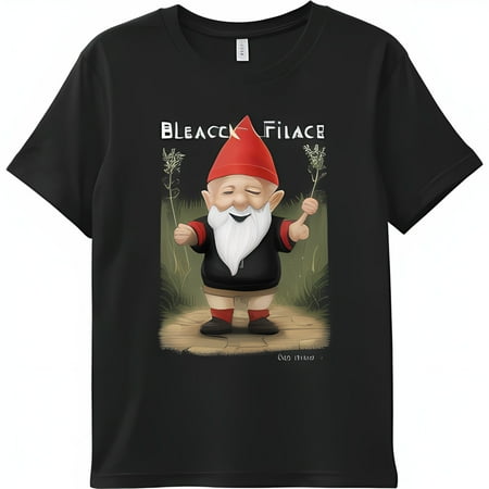

Men s Black T-Shirt with Cartoon Holding Dandelions Graphic Design Vector Art Simple Background Men s Brand Mockup Unique and Stylish T-Shirt