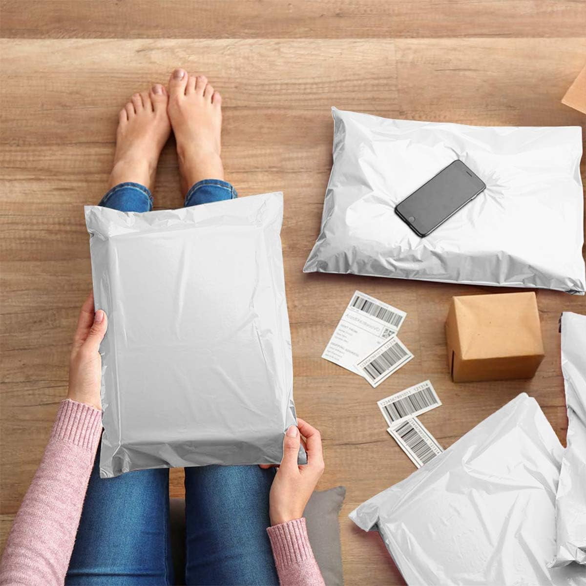 FungLam Poly Mailers 12"x15.5", 500 Pack Large Waterproof Poly Bags for Shipping, Self Sealing Plastic Mailing Bags, Shipping Bags for Clothes