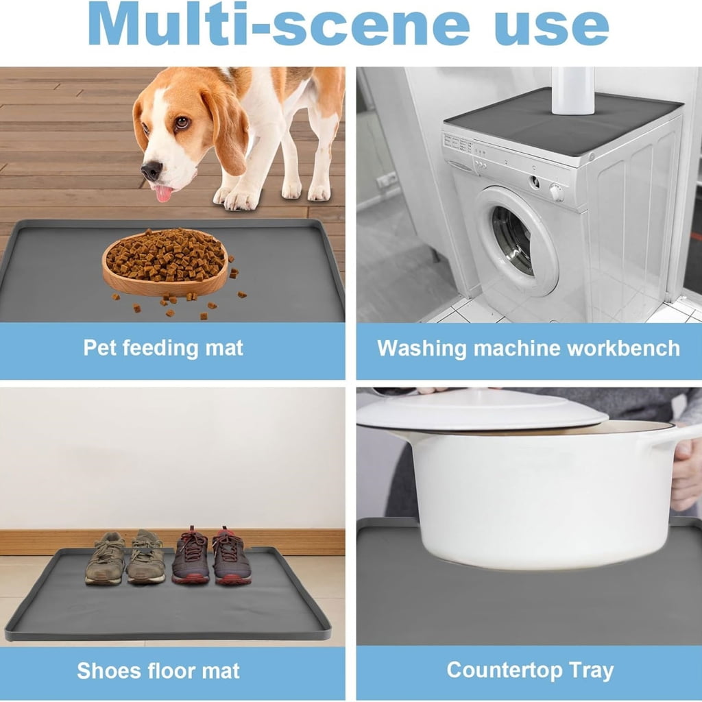 TIERPOP 23.62x23.62in Silicone Mats Washable Foldable Dryer Mats Waterproof Appliance Mats for Small Fridge Drip Protections