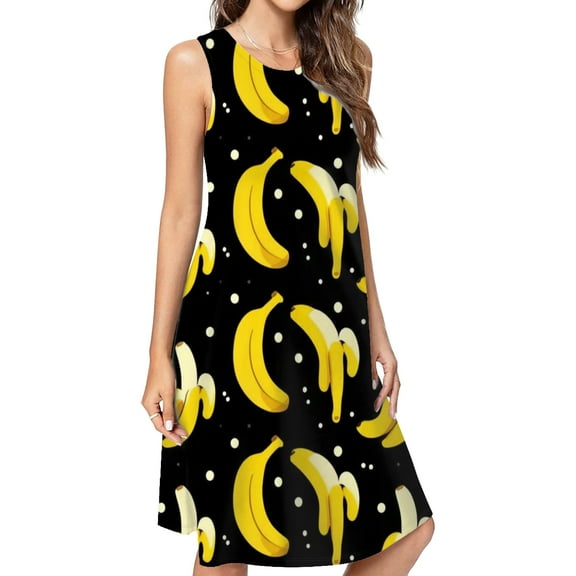 Banana Casual Sleeveless Loose Sundress Dress For Women Summer Dress Daily Woman