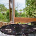 thumbnail image 2 of Ambesonne Halloween Fitted Round Tablecloth, Spooky Skull Exotics Boho, 45"- 56" Diameter, Dark Magenta and Multicolor, 2 of 5