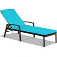 thumbnail image 6 of Patiojoy 2PCS Patio Rattan Wicker Lounge Chair Back Adjustable Recliner Chaise w/Turquoise Cushion, 6 of 7