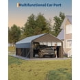 thumbnail image 4 of 12'X24'X9' Metal Carport, Enclosed Car Ports with Heavy Duty Steel Frame and 220 g Tarp, All-Weather Carport for Full-Size Pickup Trucks, Bass Boats, and Tractors, 4 of 6