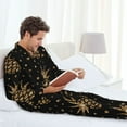 thumbnail image 6 of Picia Gold Glitter Pineapples Pattern Men’s Long-Sleeve Sleepwear Set - Soft 2-Piece Loungewear with Pockets, Comfy PJs for Relaxing Nights-X-Large, 6 of 7