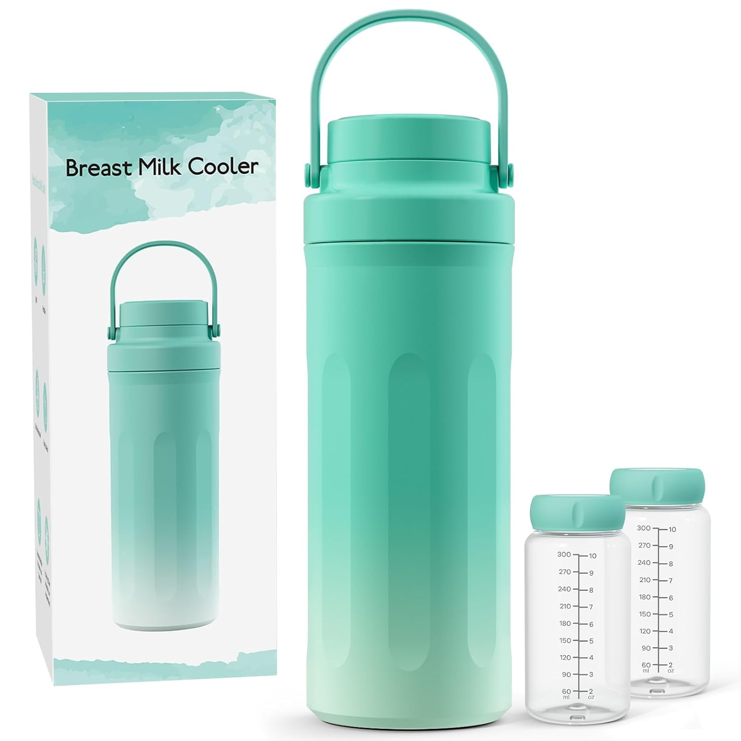 22oz Portable Breast Milk Cooler with Ice Pack, 24H Cooling, Includes 2 Storage Bottles & 2 Cooling Tubes, BPA Free, Travel Essential for Pumping Mom