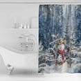 thumbnail image 4 of Extra Long Shower Curtain 72x84 Inch, Christmas Snowman Shower Curtain Waterproof Bathroom Decor Western Snowflake Xmas Tree Fabric Bath Curtain Set Accessories with Hooks, 4 of 6