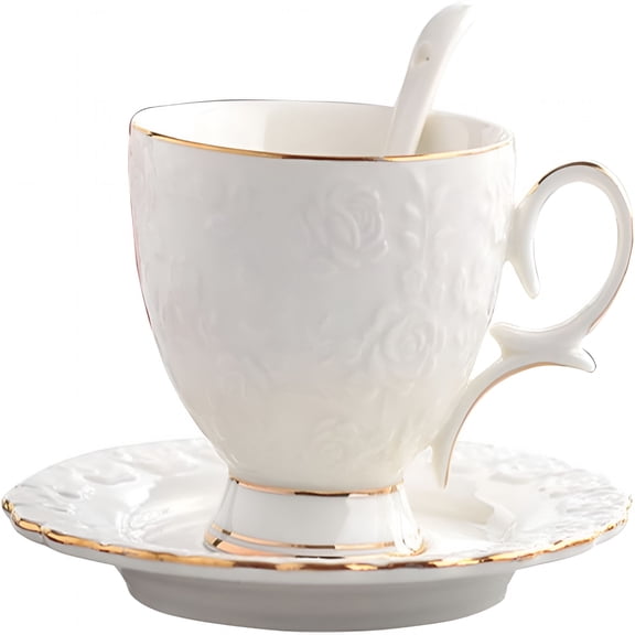 ACDANC 2026 New Vintage Bone China Tea Cups and Saucers - Rose Flower Teacup Set,6.8 Oz,Euro Style for Tea Party and Gifts for Home, Afternoon Tea, Brunch, Gathering