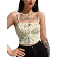 thumbnail image 3 of Women Slim Crop Tops Floral Printed Tank Top Spaghetti Strap Vest Tops, 3 of 7
