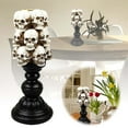 thumbnail image 1 of BKER Candle Holder Gothic Resin Skeleton Head Candlestick Desktop Tray For Halloween Home Bar Party, 1 of 5