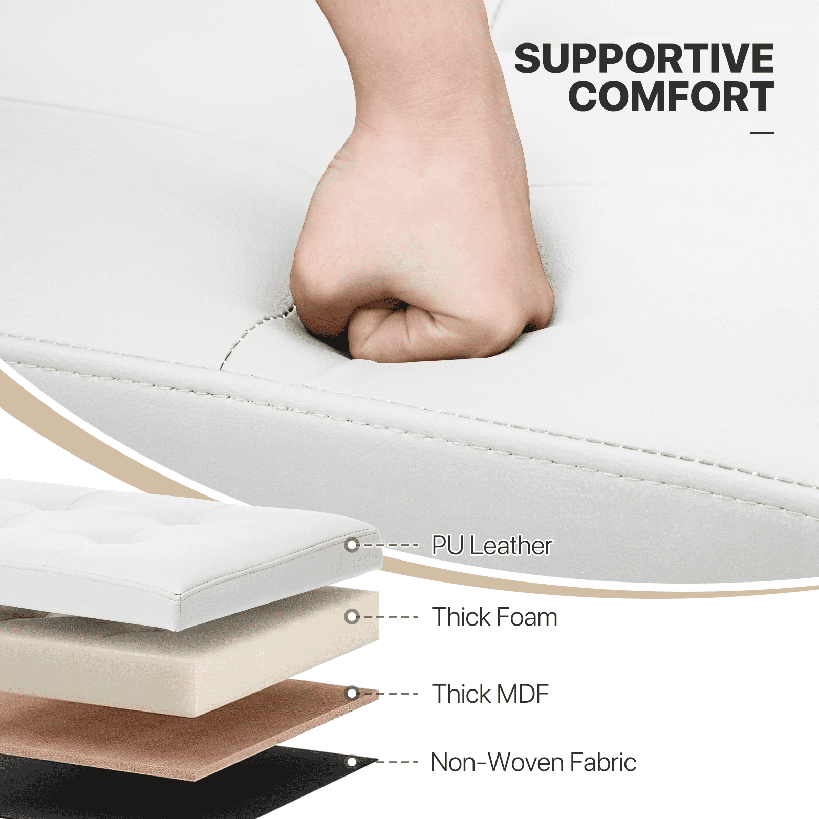 MoNiBloom 30" Folding Storage Ottoman Bench, PU Leather Collapsible Footrest Ottoman with Storage, for Living Room Bedroom Entryway, White