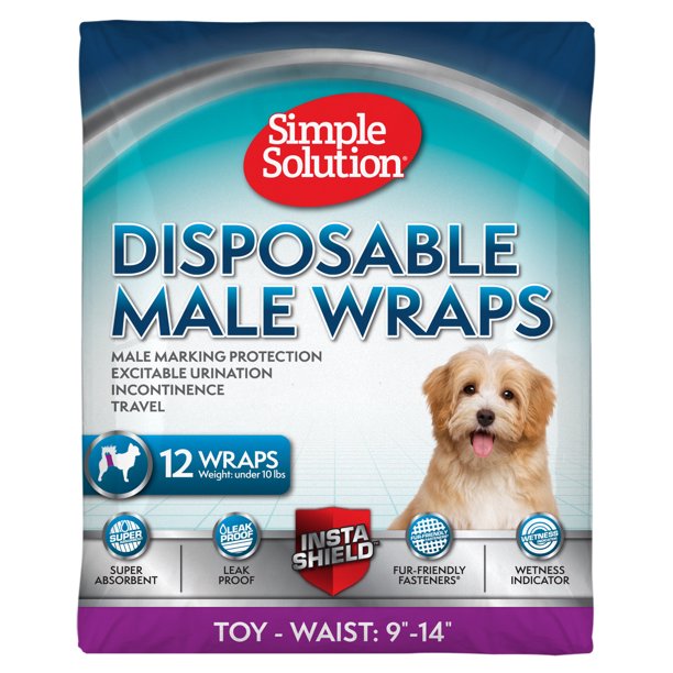 Simple Solution Disposable Dog Diapers for Male Dogs Male Wraps with
