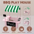 thumbnail image 3 of Outdoor Mud Kitchen with BBQ Toys, Kids Playhouse Role Play Set for Toddlers Ages 3-8, Pink, Backyard Kitchen with Grill, Stove & Accessories for Boys & Girls, 3 of 4