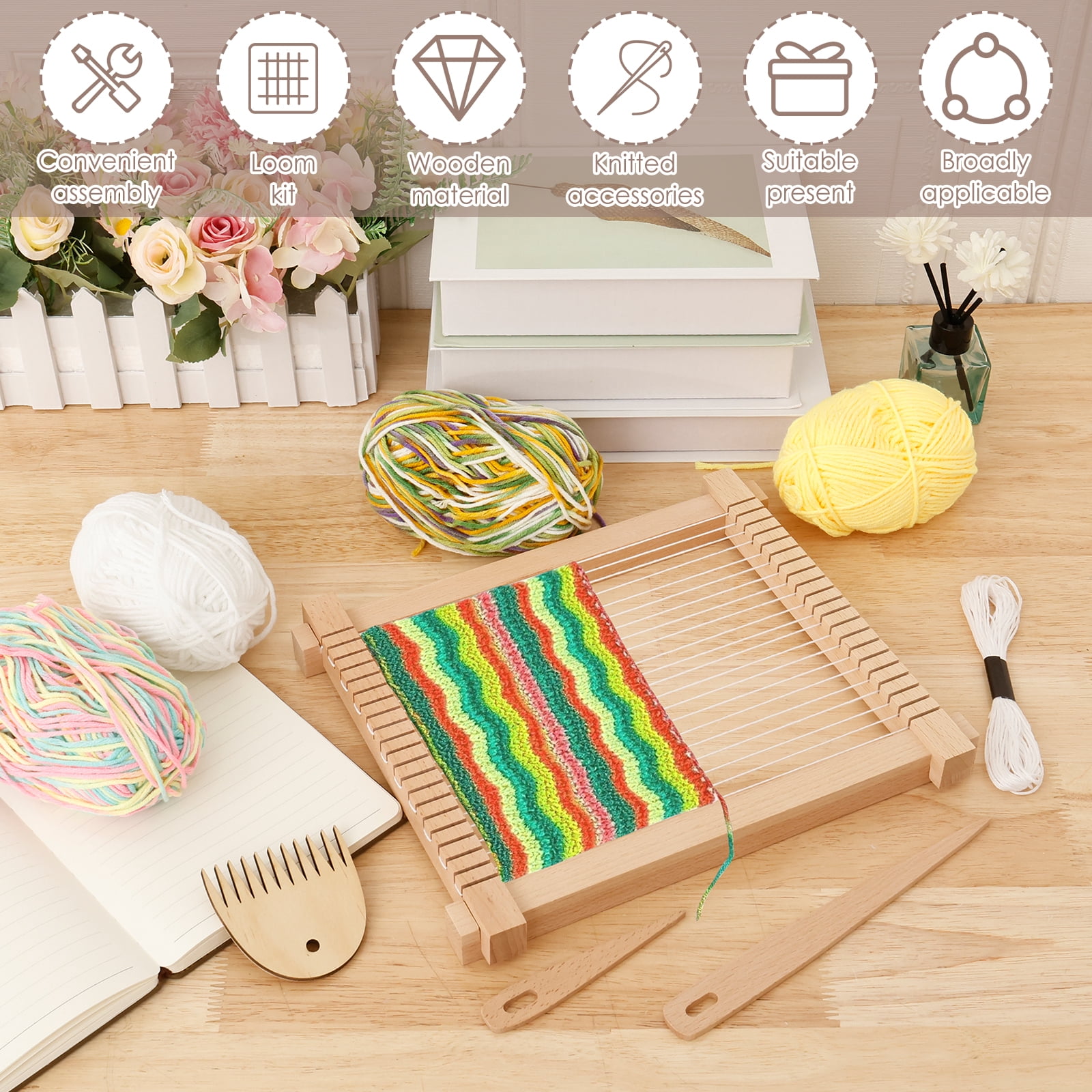 Weaving Loom Kit, 9" x 11" DIY Hand-Knitting Loom Kit, Wooden Multi-Craft Weaving Loom Tapestry Loom Large Frame for Adult and Beginners Handcraft Loom,Gift for Birthday Christmas
