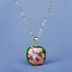 thumbnail image 1 of Elegante collar verde de joyería para mujer decorado con flor rosa y circonita blanca, 1 of 5