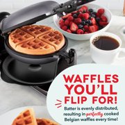 Dash Flip Belgian Waffle Maker, 6.5 Inch Nonstick Waffle Iron, Black