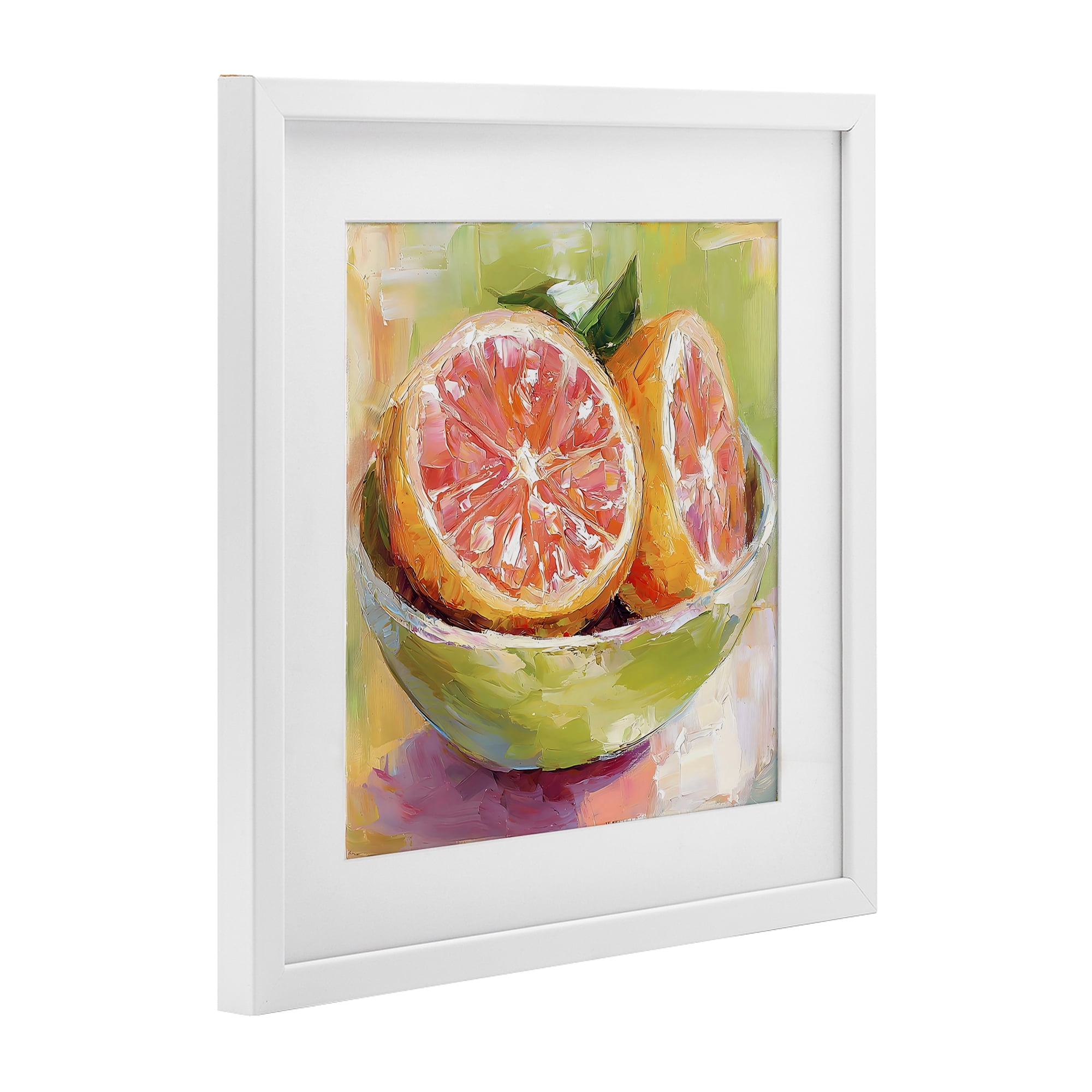 Stupell Industries Sliced Grapefruit in Bowl White Framed Print Under Glass, design by Riley B