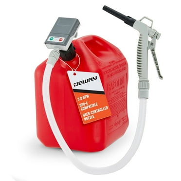 Deway Ultra Fast Can Fuel Transfer Pump, USB & Battery Powered, Trigger Nozzle, 51" Hose & Adapters