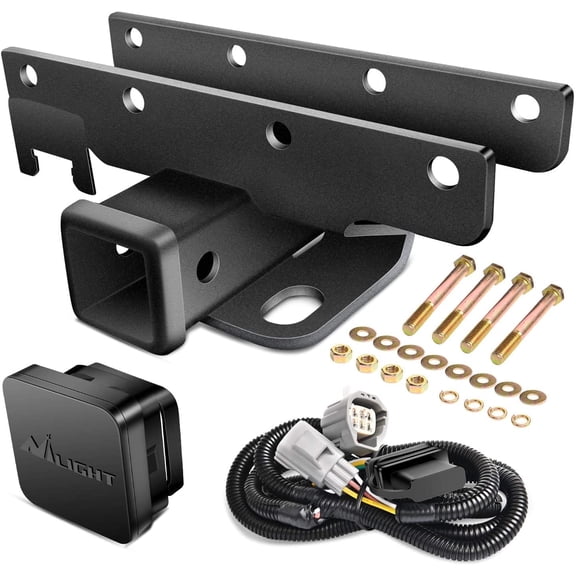 Nilight 2" Rear Bumper Tow Trailer Hitch Receiver Kit, Compatible for 2007-2018 Jeep Wrangler JK 4 Door & 2 Unlimited, w/4-Pin Wiring Harness (Exclude JL Models)