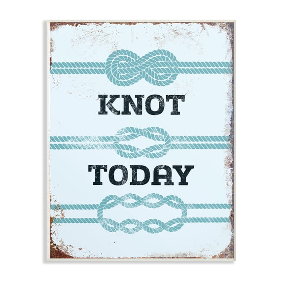 The Stupell Home Decor Collection Knot Today Funny Ocean Beach Typography Wall Plaque Art, 10 x 0.5 x 15