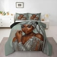 thumbnail image 2 of Manfei Black Girl Bedding Comforter Set,Fashion Women Twin Comforter Sets,Sliver Glitter Print Bedding Set For Adults,Super Cozy Room Decor Reversible,2-Piece, 2 of 8