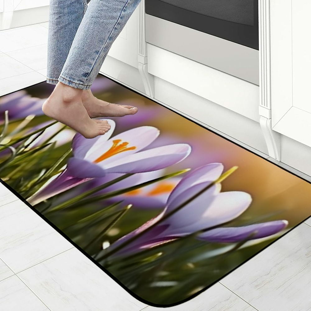 Qinduosi Decorative Door Mat, Door Mat with Non-Slip Rubber Backing, Cleaning, Traps Dirt, for Entry, Patio, Garage - Spring Schwertliliengewaechs Spring 19.68*47.24 in