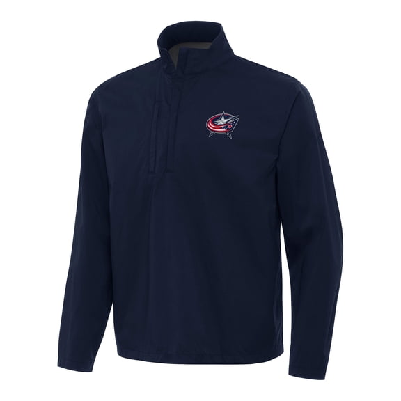 Men's Antigua Navy Columbus Blue Jackets Brisk Quarter-Zip Windbreaker