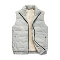 thumbnail image 4 of Puffer vest Male Casual Slim Plush Solid Coat Vest Stand Collar Sleeveless Zipper Fly Pocket Coat Vest, 4 of 6