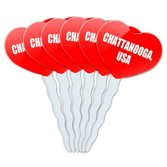 Chattanooga USA Heart Love Cupcake Picks Toppers - Set of 6