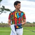 thumbnail image 3 of Honeii Colorful Arrow Graffiti Pattern Print Polo Shirt, A Classic Short-Sleeved, Button-Down Golf Shirt for Men,Mens Polo Shirts Short Sleeve-Medium, 3 of 6