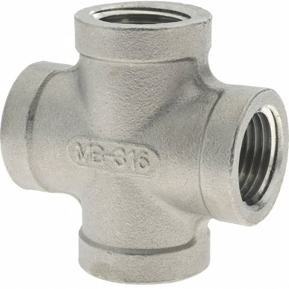 1/2" 316 Stainless Steel Pipe Cross