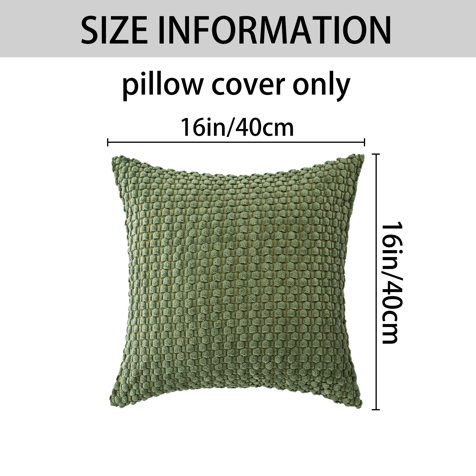Unique Bargains Corduroy Throw Pillow Covers Set of 2 Dark Green 16" x 16"