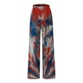 thumbnail image 4 of up to 60% off Gifts Usmixi Womens Independence Day Pants 4th of July Fashion Star Flag Print Wide Leg Trousers High Waist Loose Straight Long Pants Light Blue s, 4 of 5