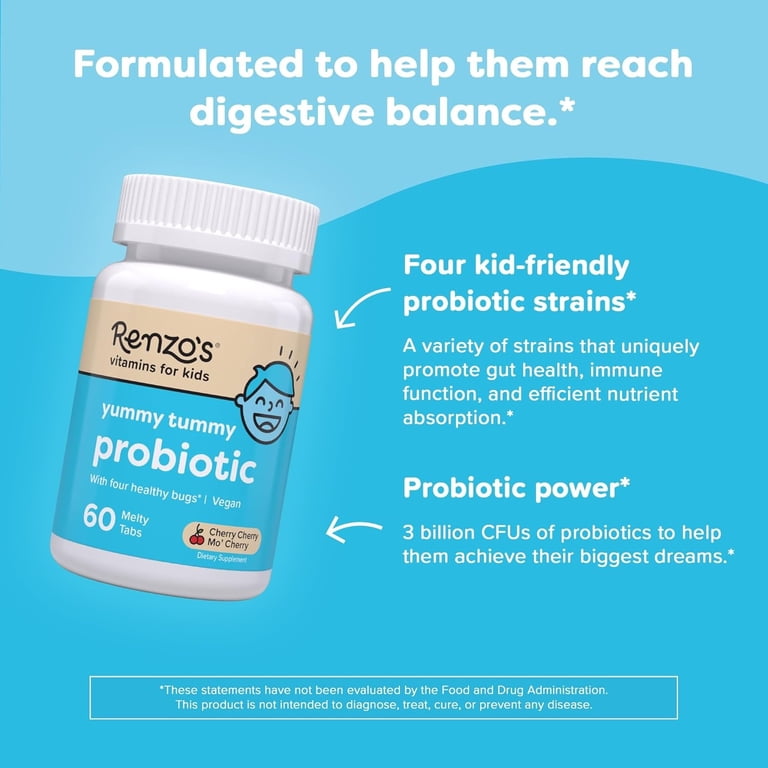 2 pack) Renzo's Vitamins Kids Probiotics, Yummy Tummy Probiotic