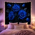 thumbnail image 2 of Blue Rose Bouquet Against Black, Dramatic Digital Art for Flower Lovers, Botanical Wall Art, Valentine'S Day Gift, Tapestry Wall Hanging for Bedroom and Living Room, 2 of 4