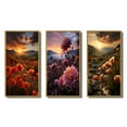 thumbnail image 2 of Designart "Fields of Dreams in Coral Wildflowers" Floral Framed Wall Art Set Of 3 - Coral Wildflowers Frame Gallery Wall Set For Home Decor, 2 of 7