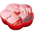 thumbnail image 1 of Snack Bowls Sweet Box with Lid, Flower Shapes Food Storage Box, Fruit with 6 Compartments（red）, 1 of 5