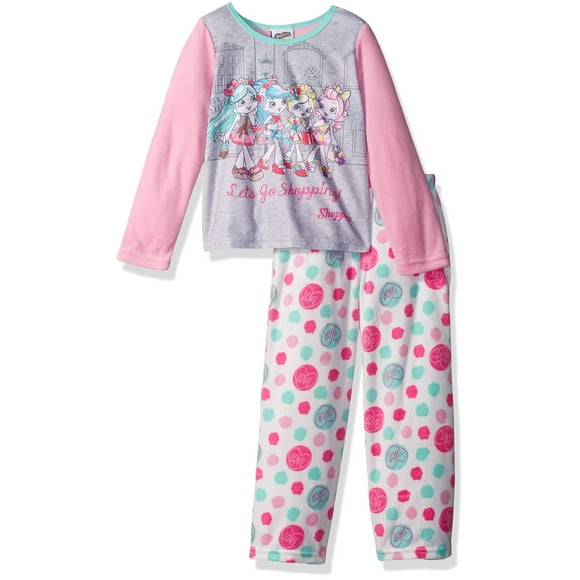 Shopkins Girls' Little 2-Piece Pajama Set, Pretty Pink, 4