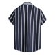 thumbnail image 4 of Camisa casual de manga corta con estampado de rayas y botones para la playa para hombre Pompotops  oipoqjl43717, 4 of 9